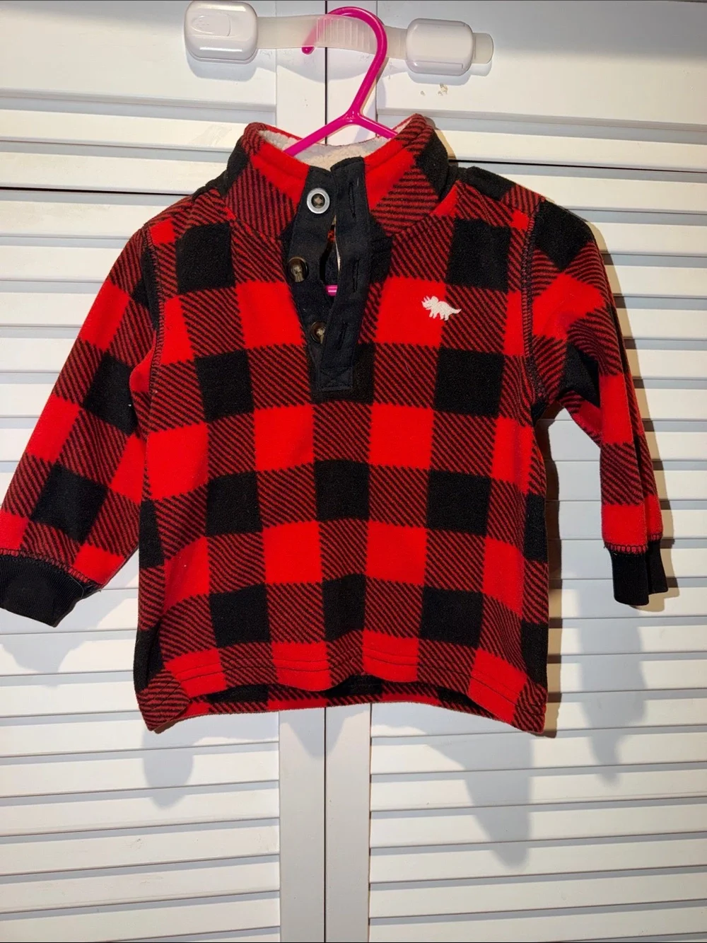 Carter's Red and Black Buffalo Plaid Button-Front Pullover